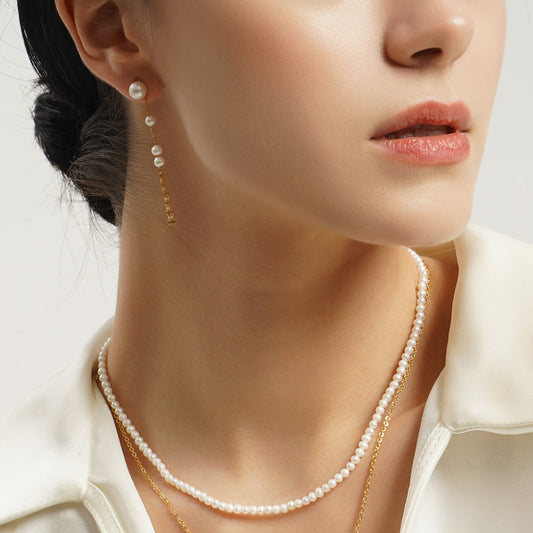 LG042 Sparkly Natural Pearl Earrings