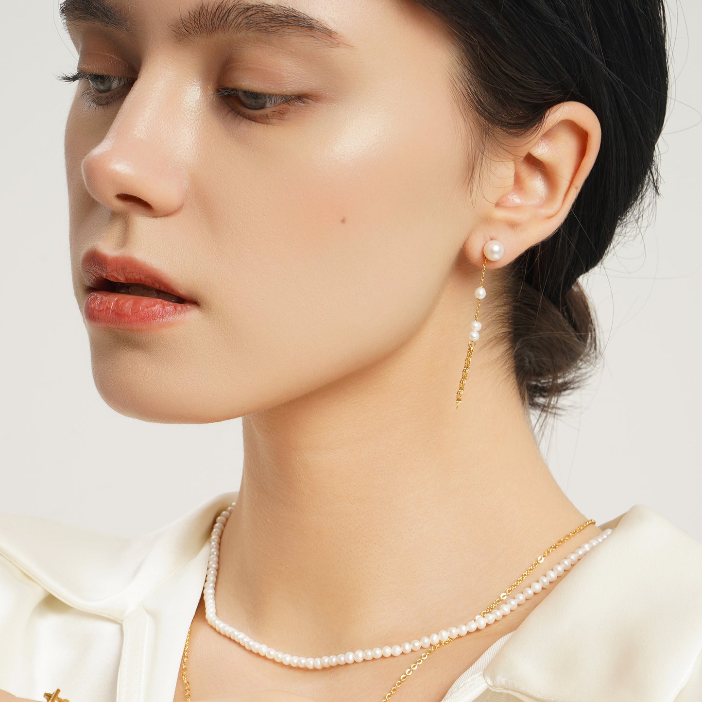 LG042 Sparkly Natural Pearl Earrings