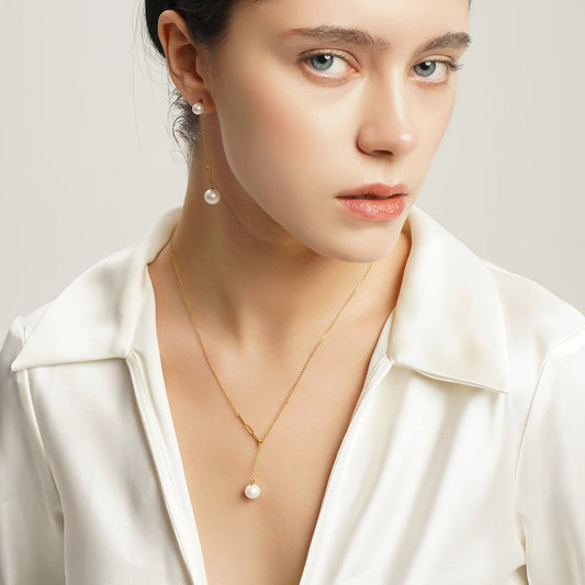 LG044 Elegant Y Shape Natural Pearl Necklace