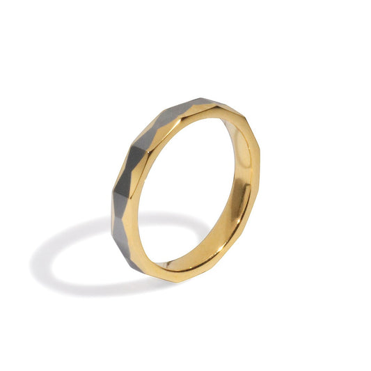 LG036 Two-Tone Facet Harmony Ring