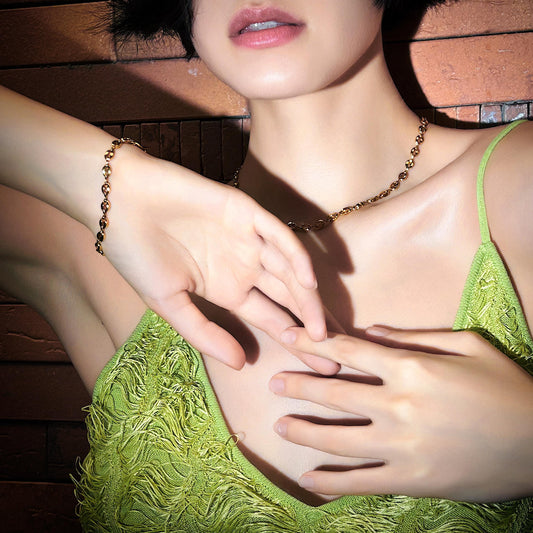 LG051 Elegant Coffee Beans Necklace/Bracelet Set