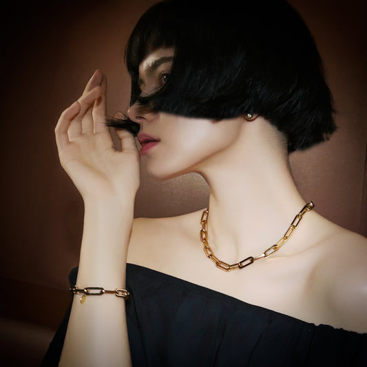 LG009 Paperclips Choker Necklace/Bracelet Set