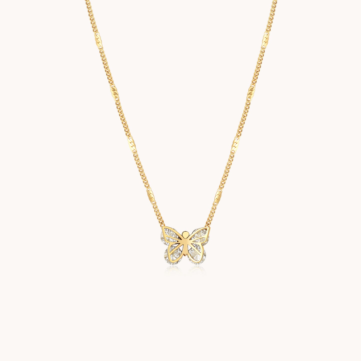 LG055 Lovely Moissanite Butterfly Pendant Necklace