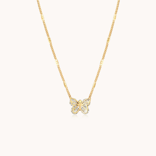 LG055 Lovely Moissanite Butterfly Pendant Necklace