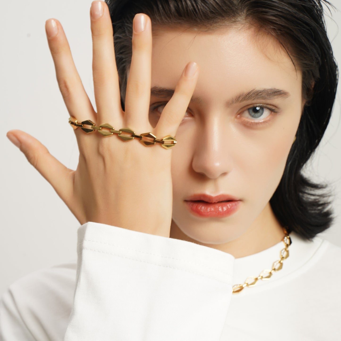 LG001 Radiant Link Choker Necklace/Bracelet Set