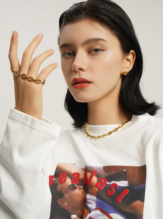 LG001 Radiant Link Choker Necklace/Bracelet Set