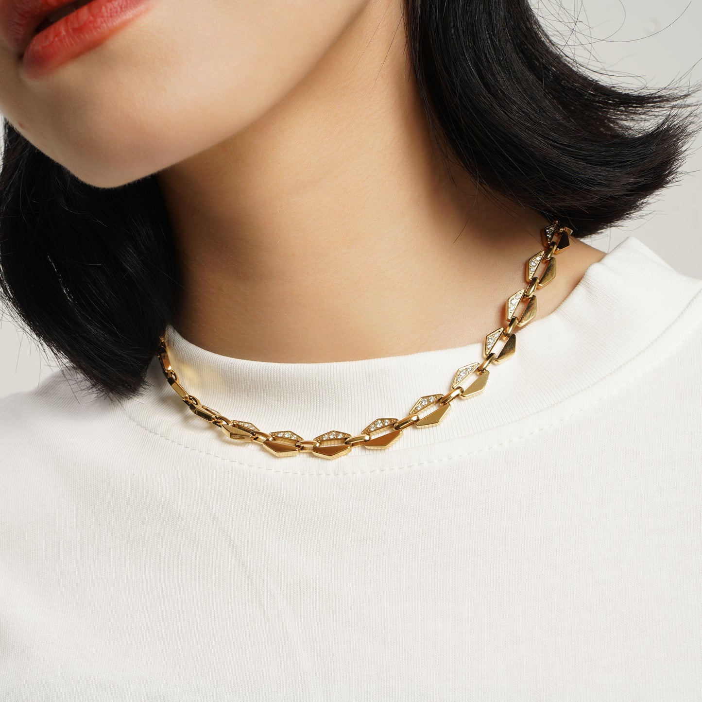 LG001 Radiant Link Choker Necklace/Bracelet Set