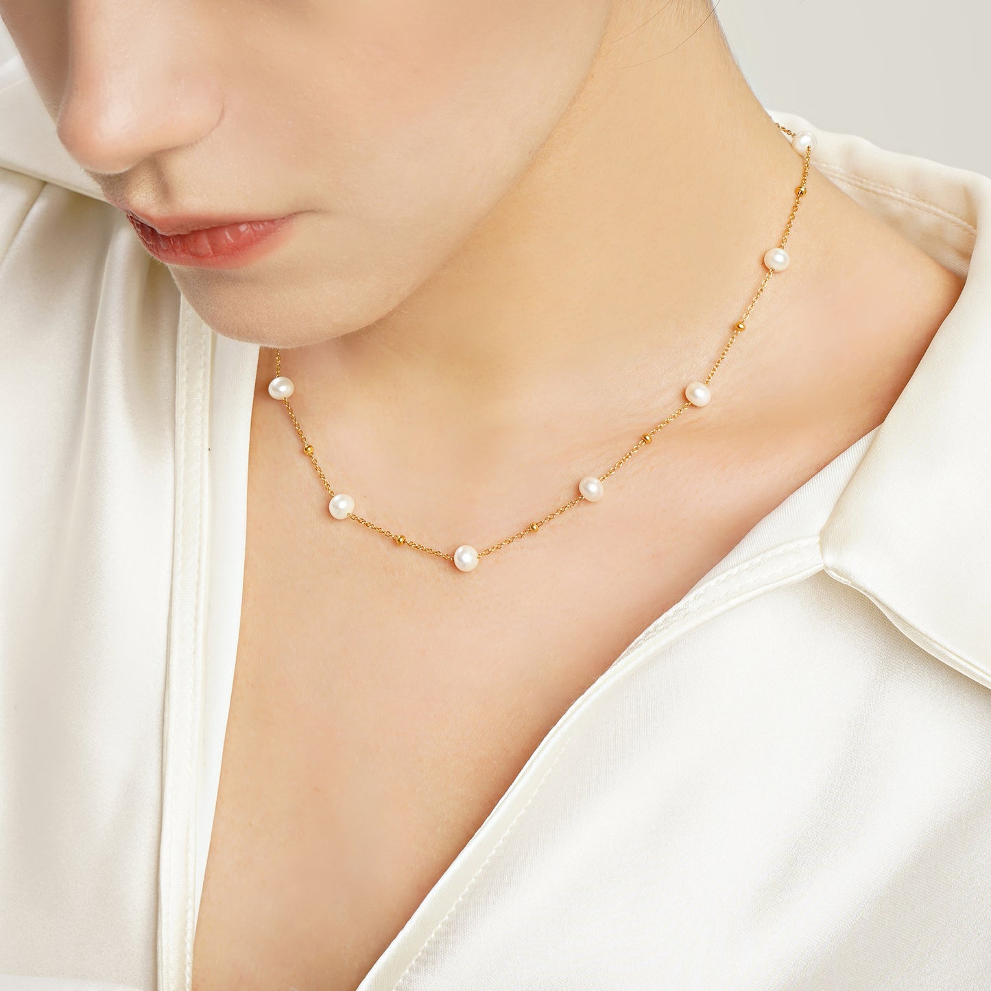 LG046 Big Fullly Star Natural Pearl Necklace&Bracelet Set