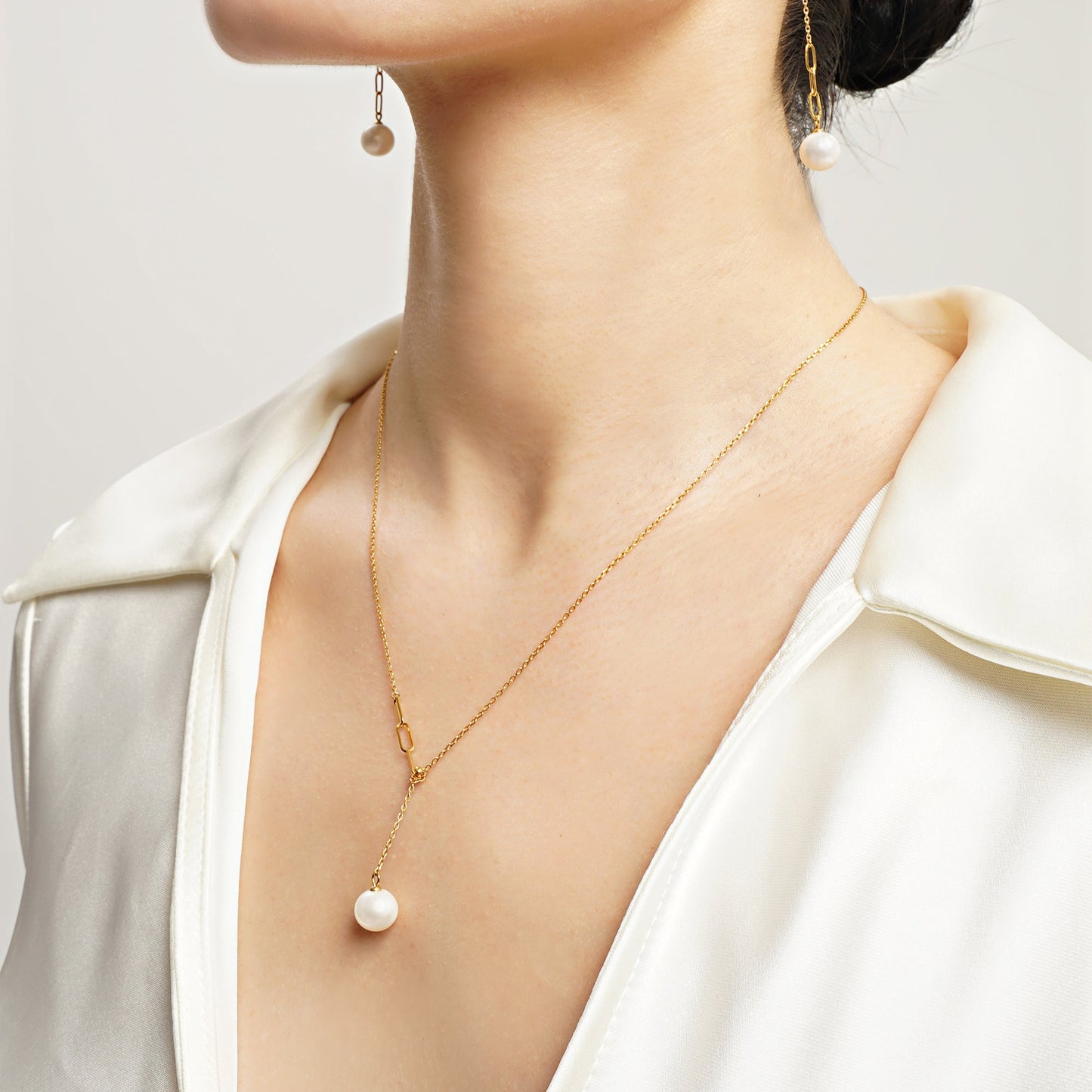 LG044 Elegant Y Shape Natural Pearl Necklace