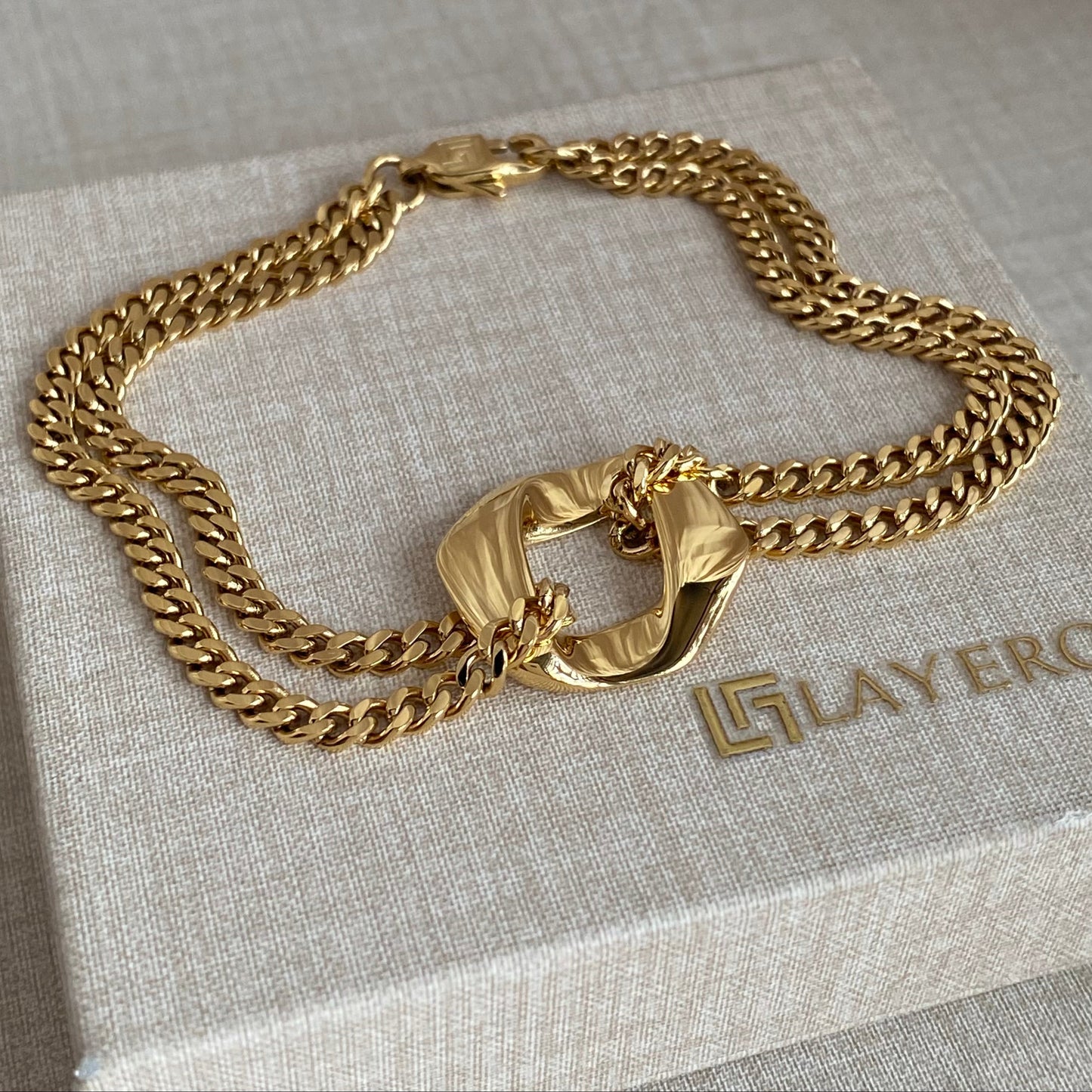 LG056 Double Cuba Chain Set Necklace/Bracelet