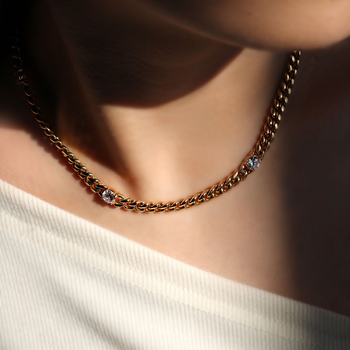 LG047 Golden Radiance Choker Moissanite Necklace/Bracelet Set