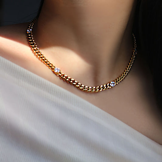 LG047 Golden Radiance Choker Moissanite Necklace/Bracelet Set