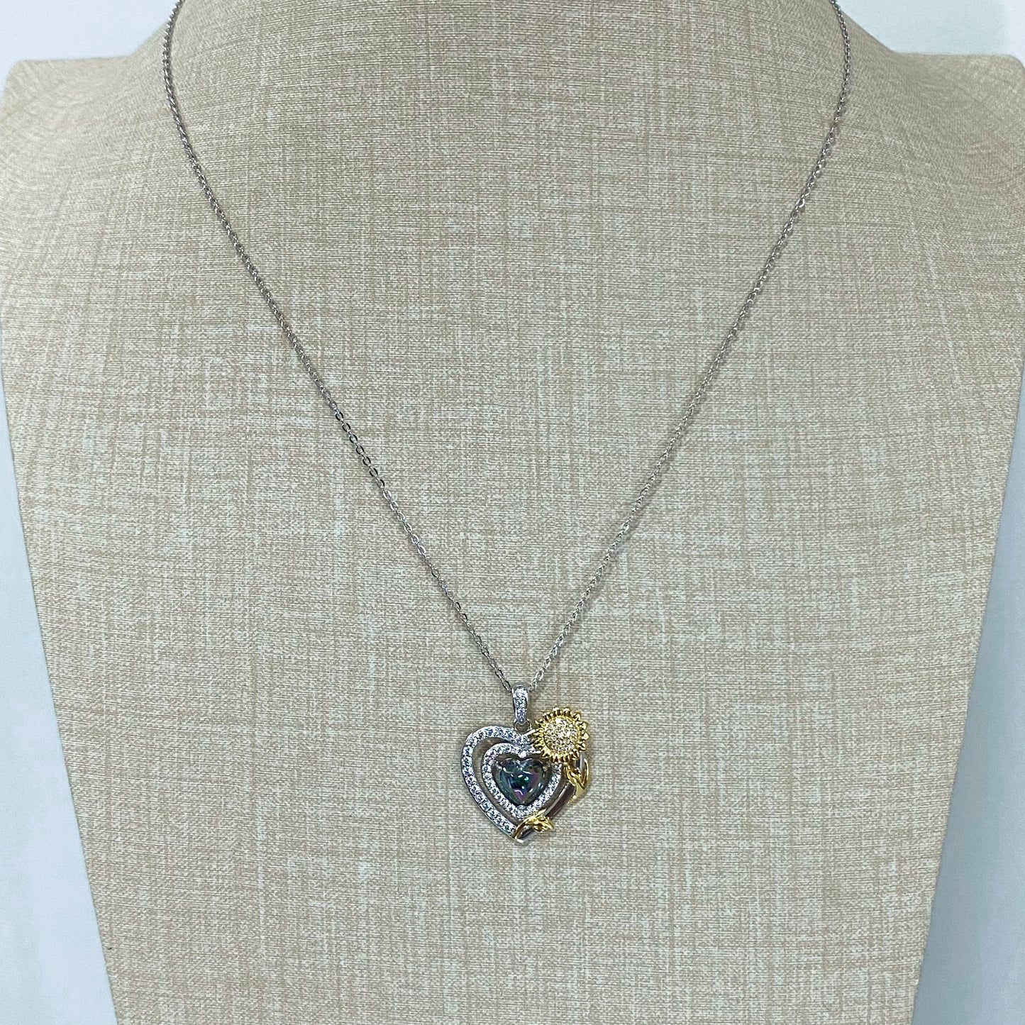 LG142 Sunflower Heart Pendant Necklace Classic Handmade Jewelry