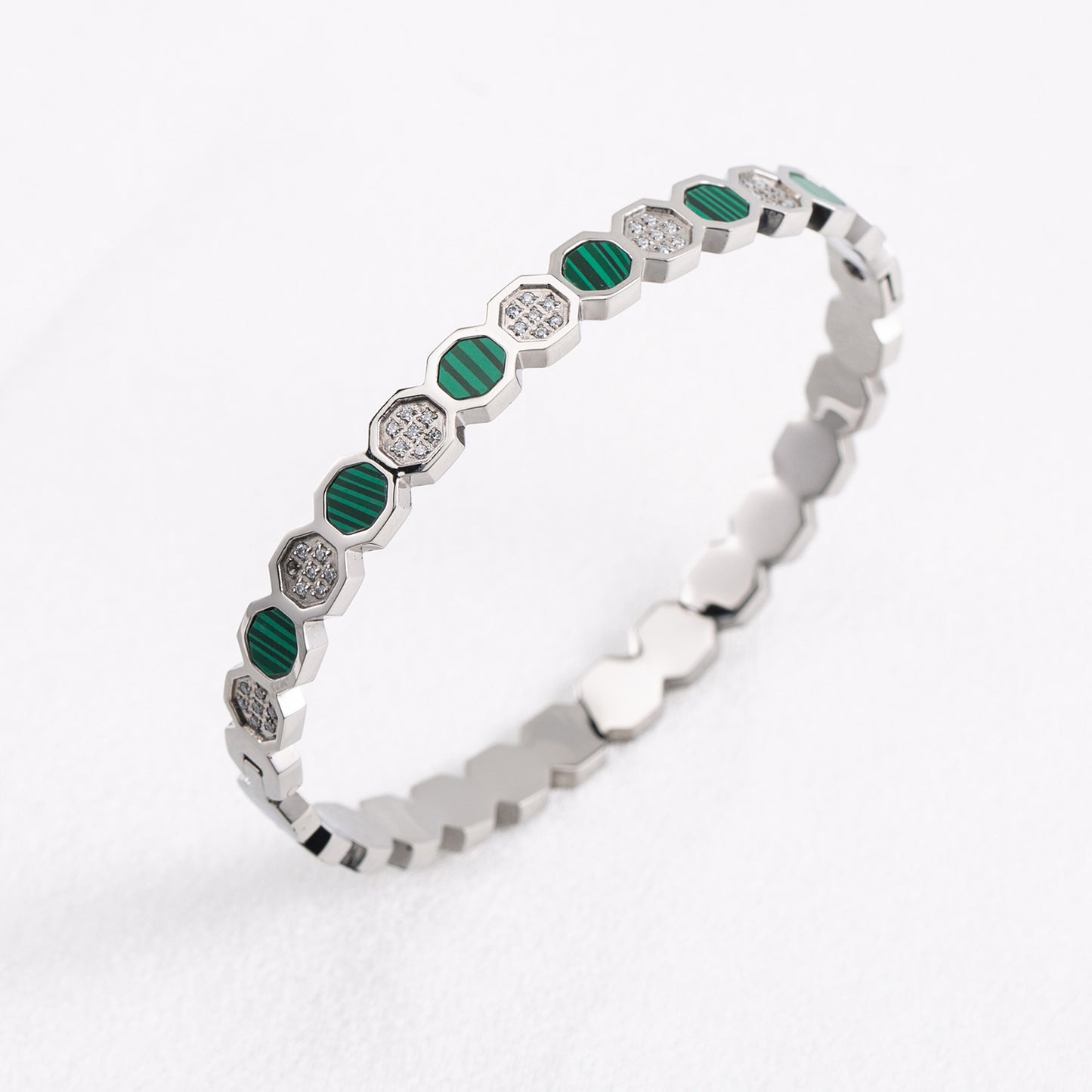 LG-037 HexaGlow Malachite Bangle