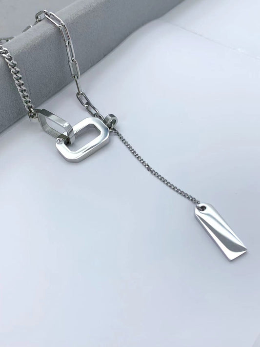 ZY-106 Paper Clips Tag Moissanite Necklace