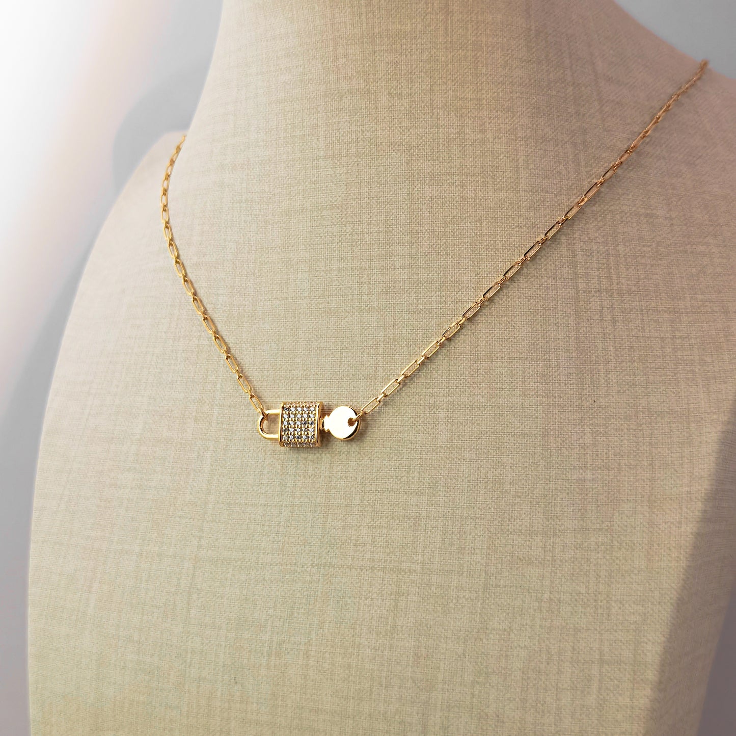Cipher Lock&Key Pendant Necklace