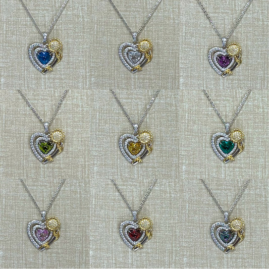 LG142 Sunflower Heart Pendant Necklace Classic Handmade Jewelry