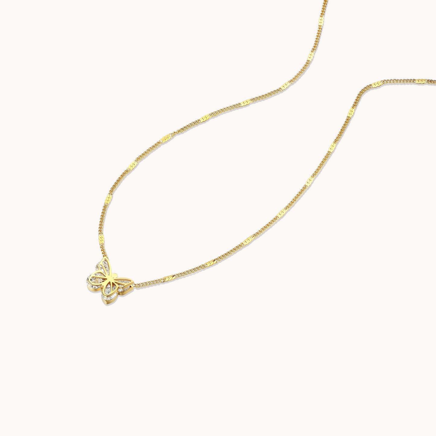 LG055 Lovely Moissanite Butterfly Pendant Necklace