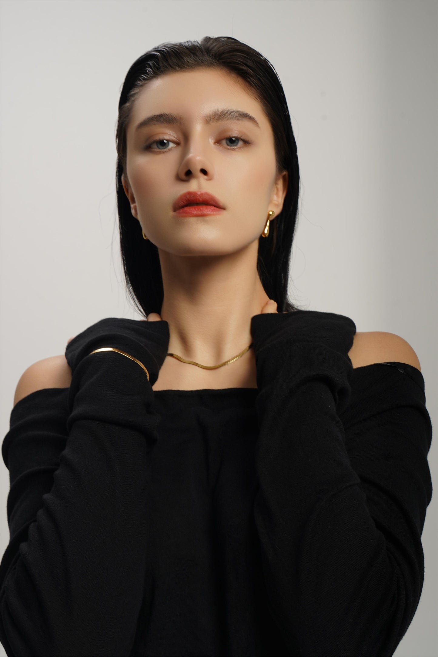 LG-006 Flat Snake Chain  Necklace/ Bracelet set