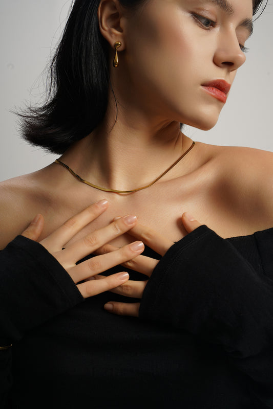 LG-006 Flat Snake Chain  Necklace/ Bracelet set