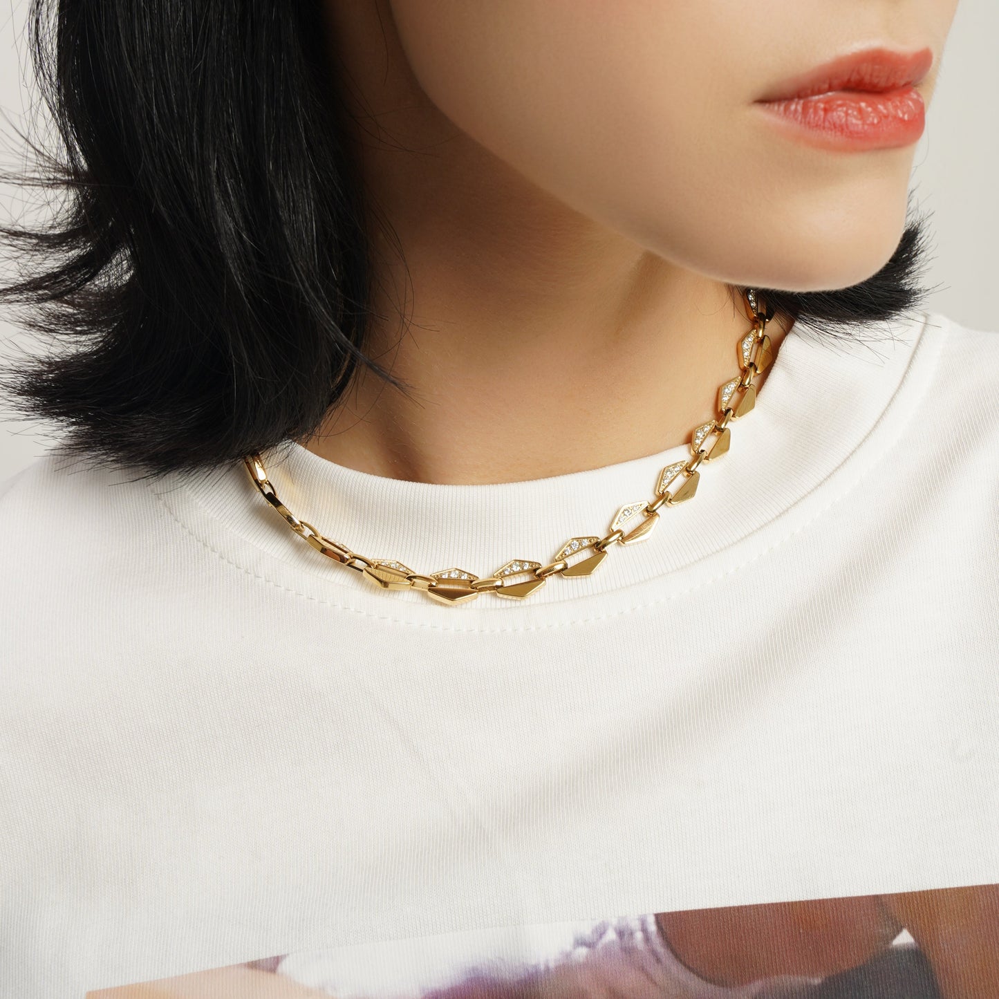 LG-001 Radiant Link Choker Necklace/Bracelet Set