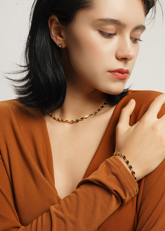 LG-007 Coffee Beans Necklace & Bracelet Set