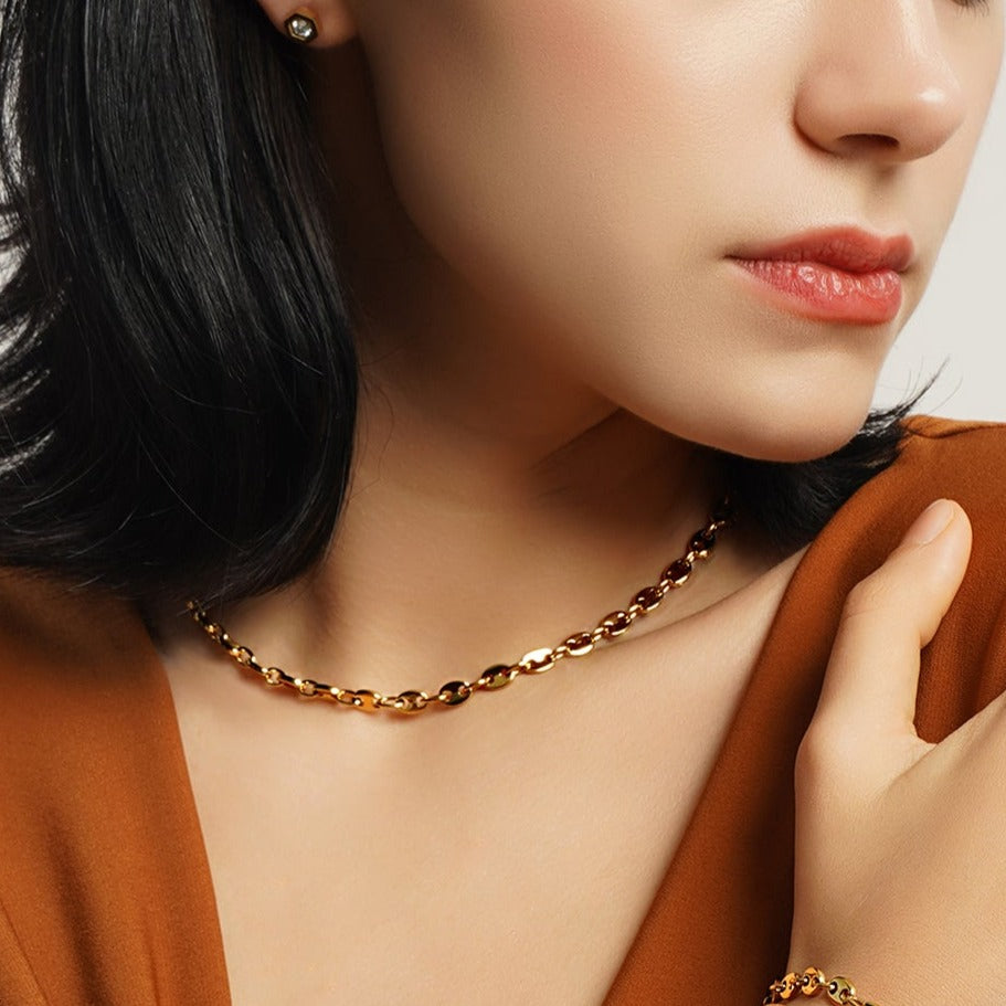 LG-007 Coffee Beans Necklace & Bracelet Set