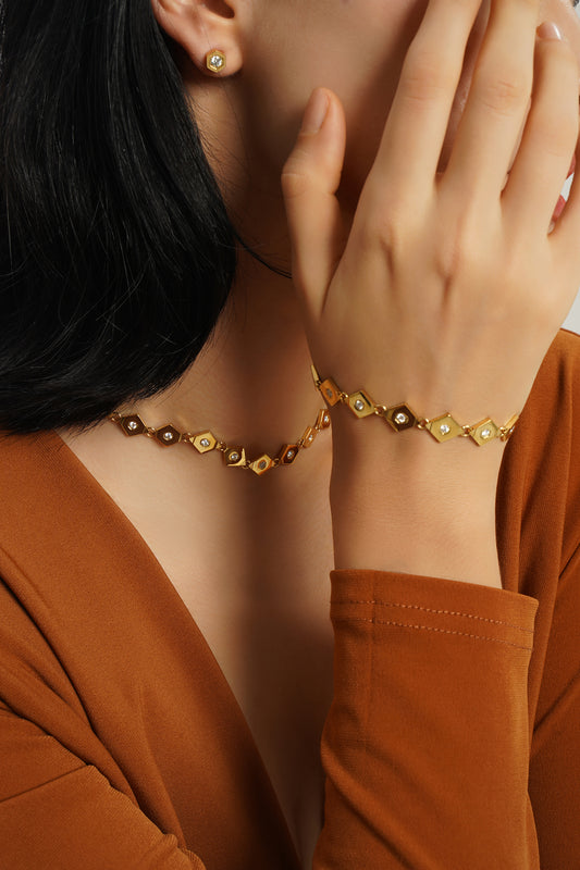 LG-002 Hexagonal Harmony Necklace/Bracelet Set