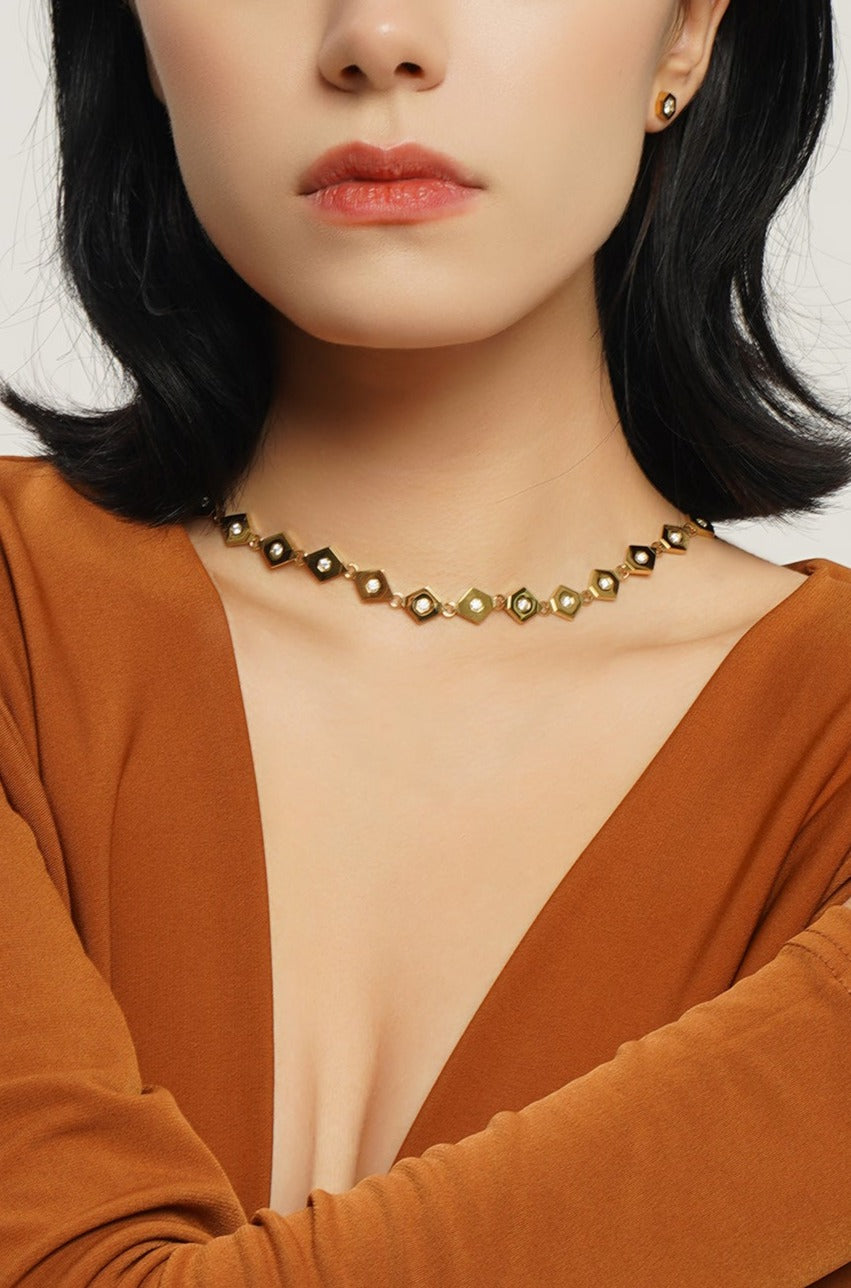 LG-002 Hexagonal Harmony Necklace/Bracelet Set