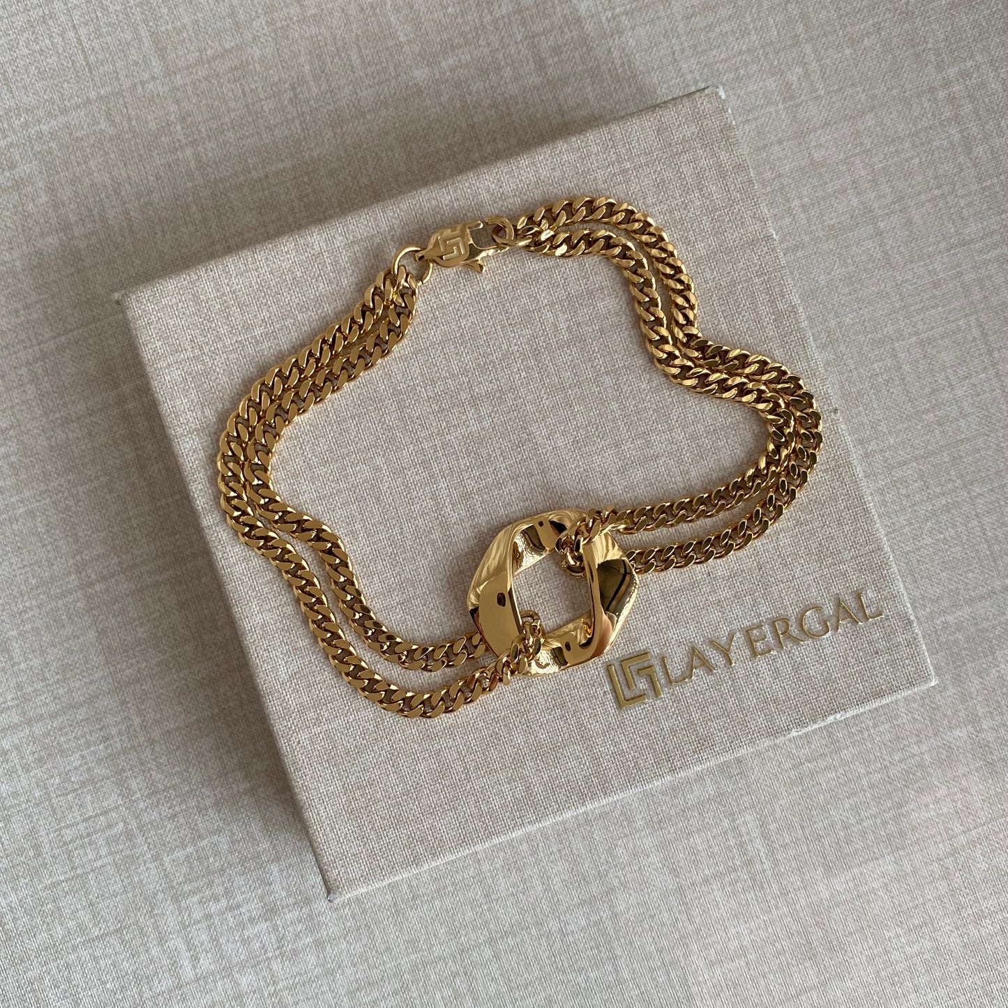 LG056 Double Cuba Chain Set Necklace/Bracelet
