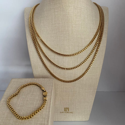 LG048 Golden Link Harmony Choker Necklace/Bracelet Set