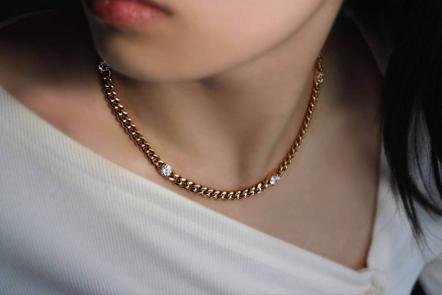 LG047 Golden Radiance Choker Moissanite Necklace/Bracelet Set