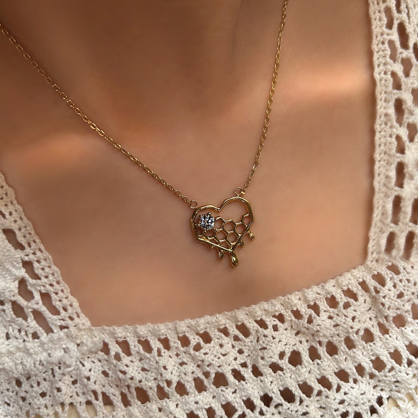 LG-014 Honey Drip Heart Necklace