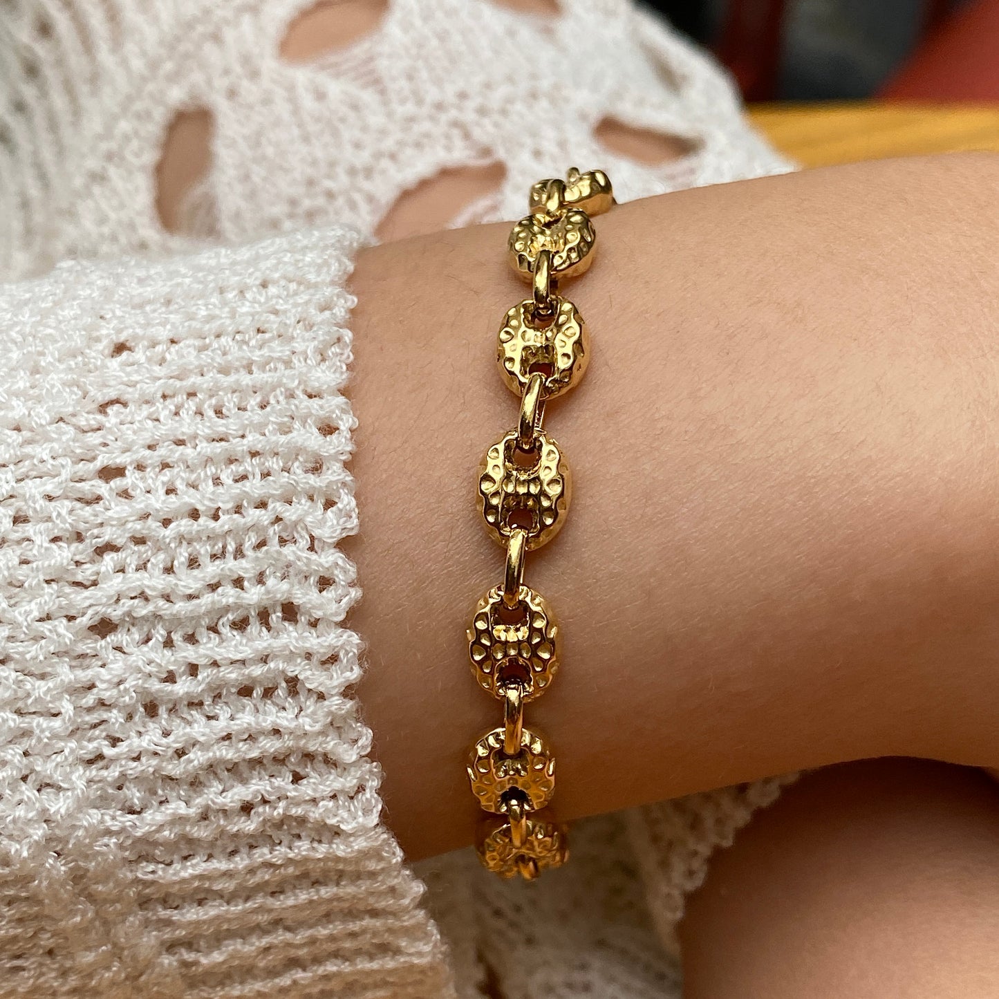 LG052 Embossing Coffee Beans Necklace/Bracelet Set