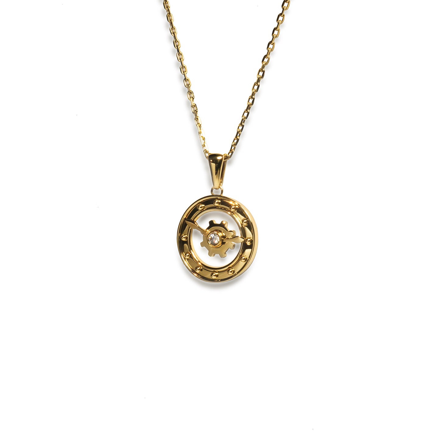 LG-012 Golden Clock Gear Pendant Necklace