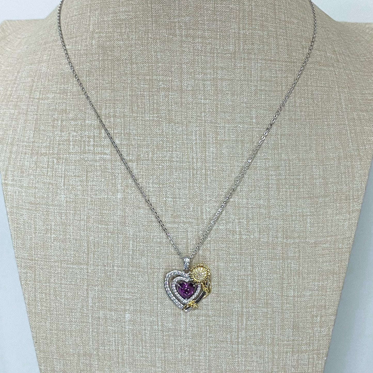 LG142 Sunflower Heart Pendant Necklace Classic Handmade Jewelry