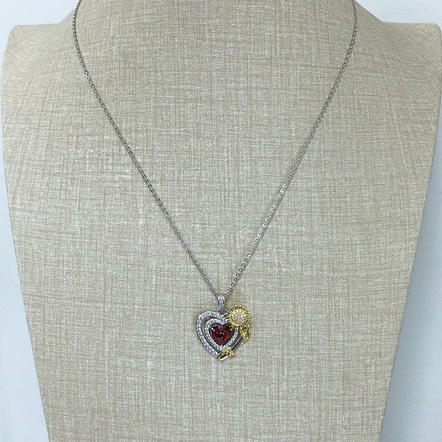 LG142 Sunflower Heart Pendant Necklace Classic Handmade Jewelry